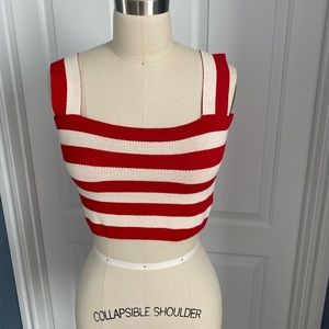 Farm Rio knit square neck striped crop top - size S